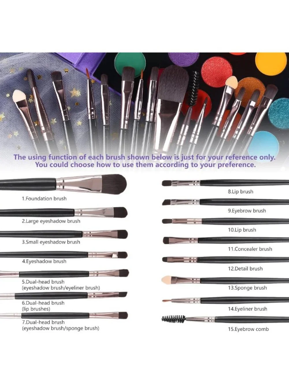 15-Piece Eyeshadow Palette & Brush Set - 86 Pigmented Colors, Matte & Shimmer